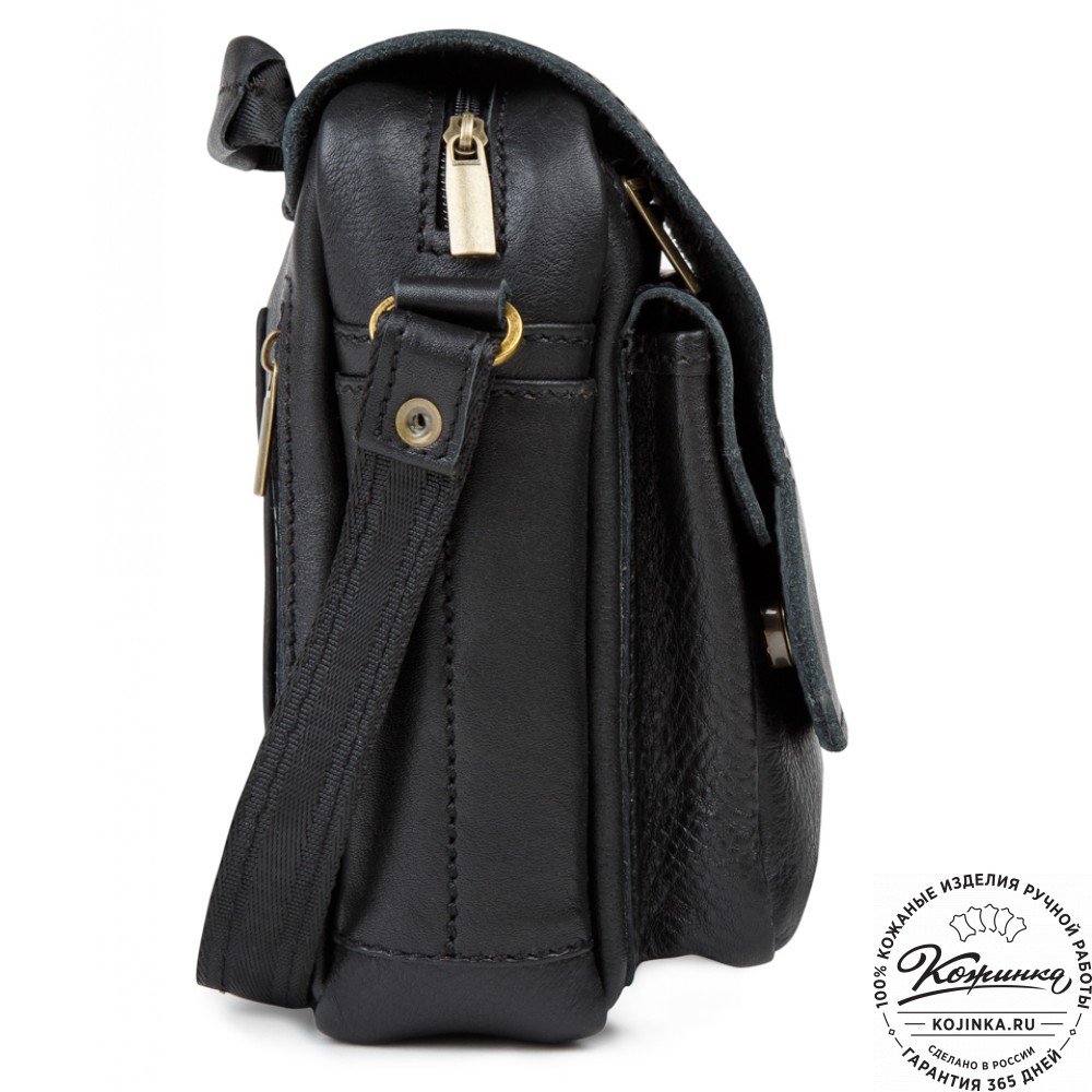 Кожаная сумка через плечо "Шерлок" (черная)